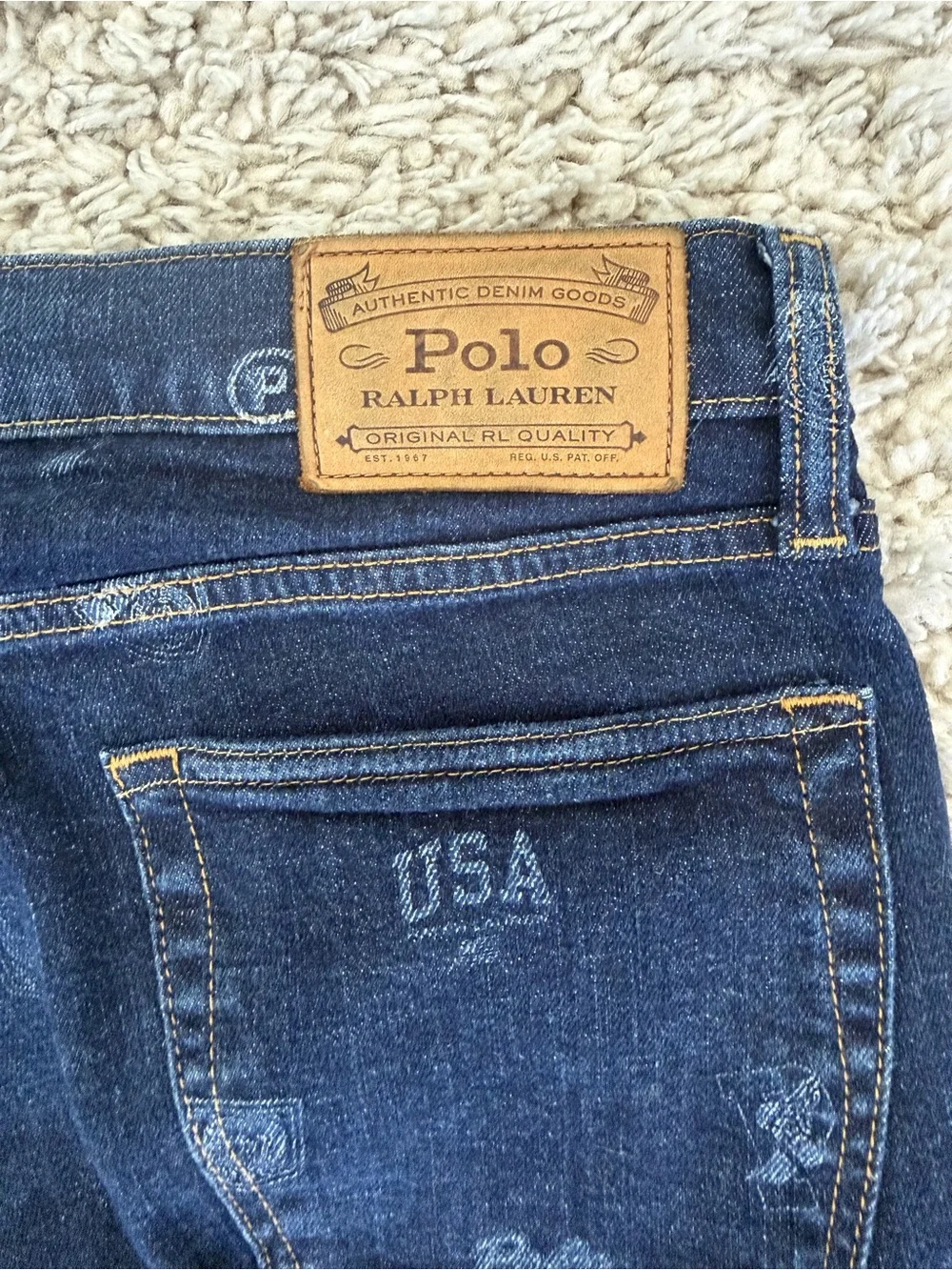 LIMITED Polo by Ralph Lauren Dark Navy Logo-Print Skinny Jeans